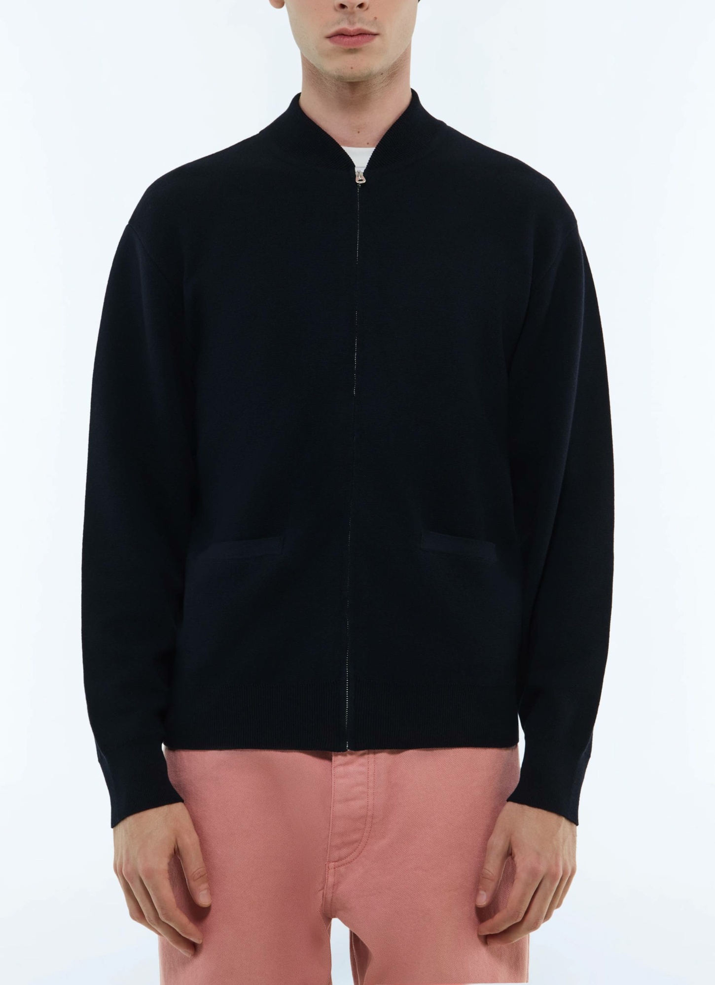 Men's cardigan navy blue certified wool and cotton Fursac - A2FZIP-FA15-D030