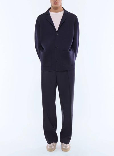 Men's navy blue cardigan Fursac - A2JANO-JA07-D030