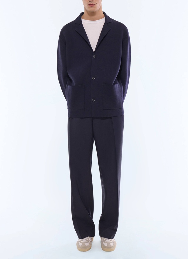 Men's navy blue cardigan Fursac - A2JANO-JA07-D030