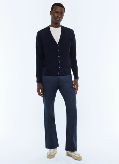 Men's navy blue cardigan Fursac - A2JIDA-MA03-D030