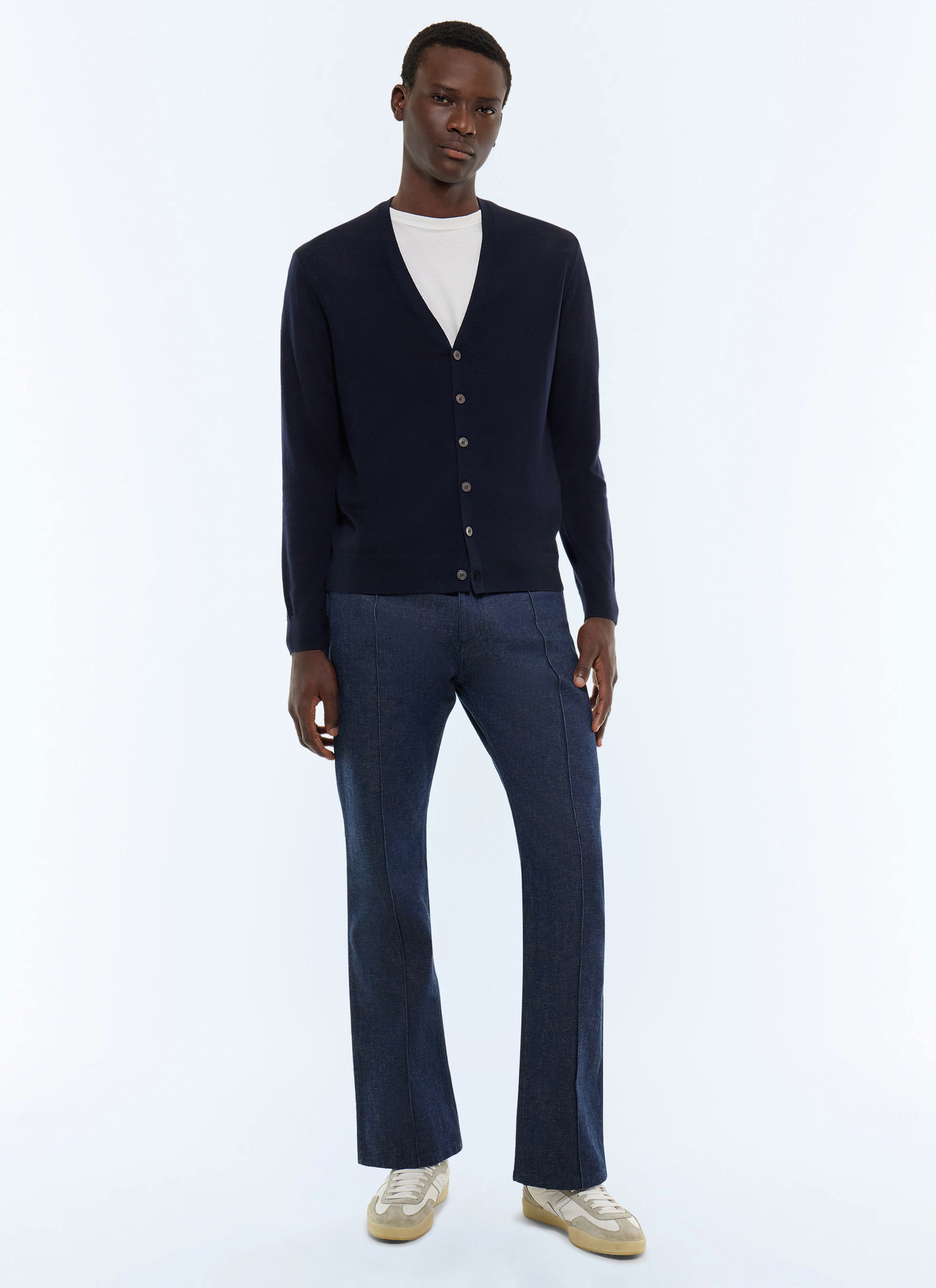 Men's navy blue cardigan Fursac - A2JIDA-MA03-D030