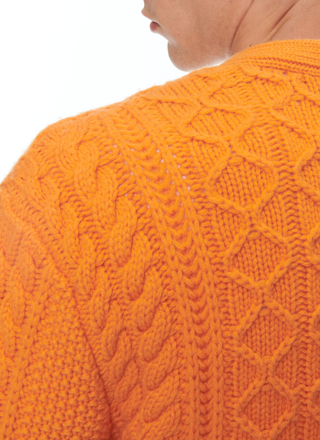 Men's orange cardigan Fursac - A2CARA-CA01-E014