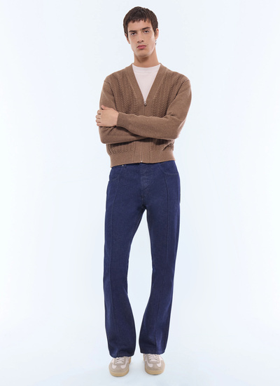 Men's taupe brown cardigan Fursac - A2JADI-JA07-G014