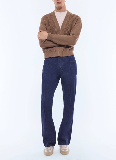 Men's taupe brown cardigan Fursac - A2JADI-JA07-G014