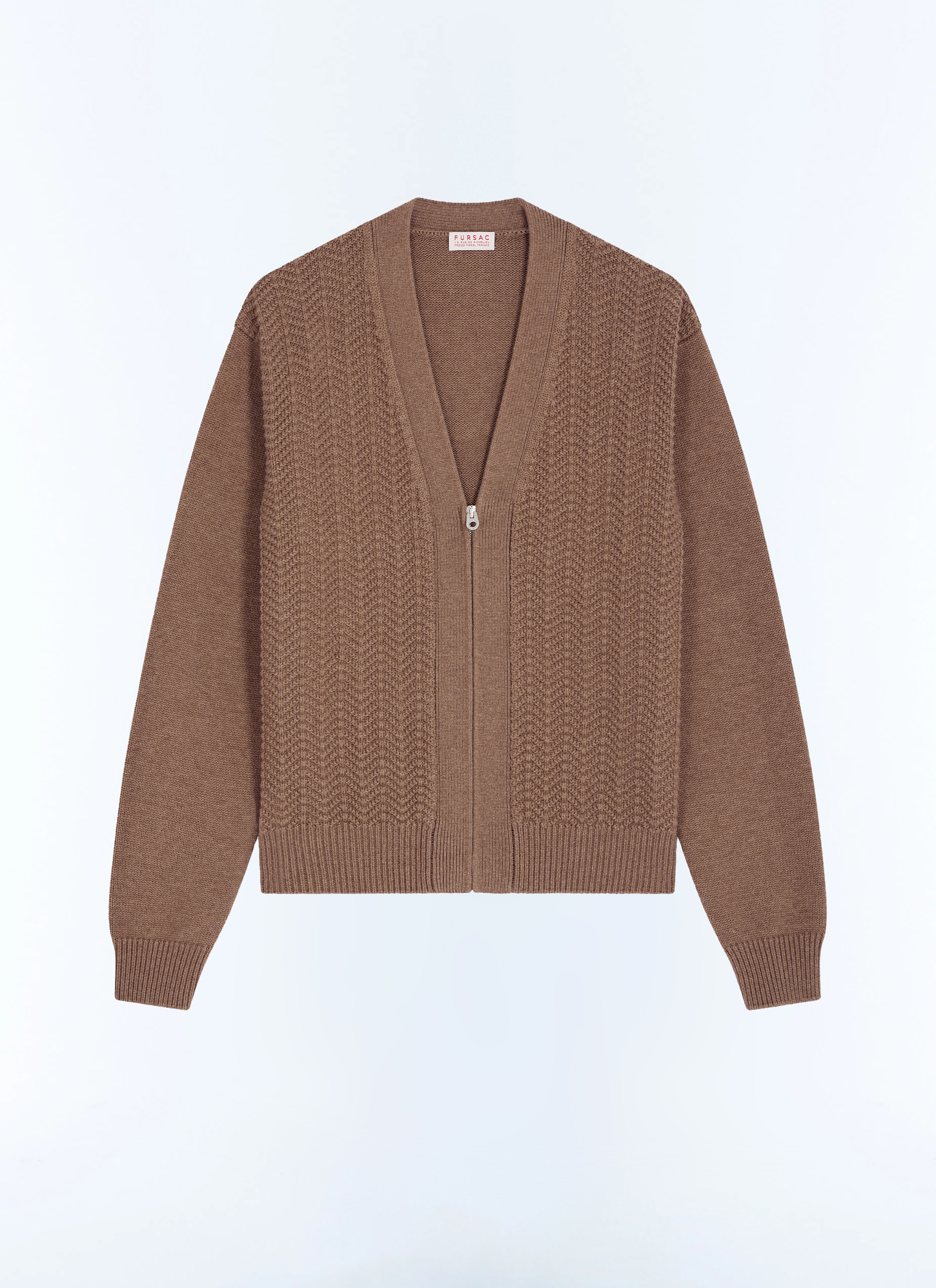 Men's brown wool and cotton cardigan Fursac - A2JADI-JA07-G014