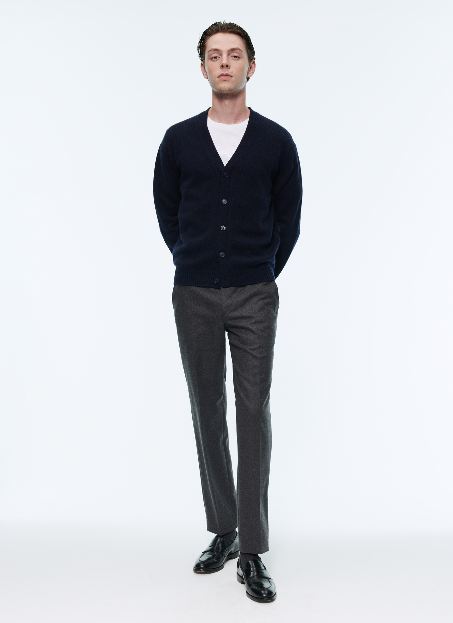 Men's navy blue cardigan Fursac - A2ARDI-AA14-30