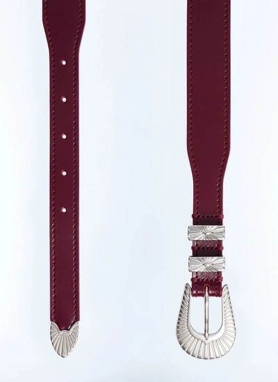 Ceinture homme bordeaux cuir de vachette Fursac - E2CEIN-VE11-C014