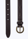 Ceinture en cuir grainé marron - 23EE2CEIN-BL09/19