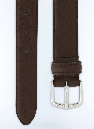 Ceinture homme cuir saffiano marron cuir de veau Fursac - E2CEIN-RE03-18