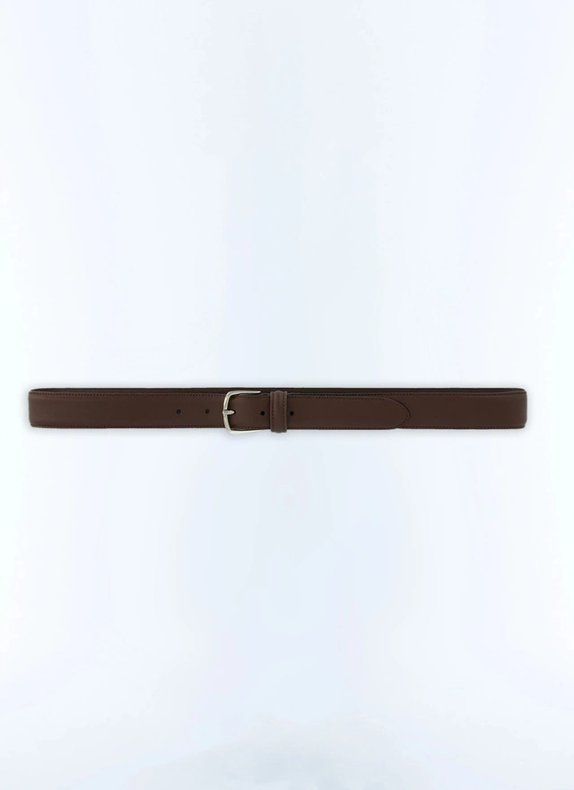 Ceinture cuir saffiano marron homme Fursac - E2CEIN-RE03-18