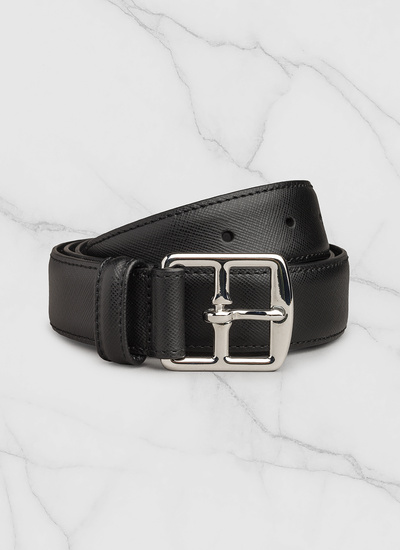 Ceinture homme cuir saffiano noir cuir de veau Fursac - E2CEIN-DE03-20