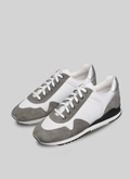 Sneakers en cuir et nylon blanches et grises - LSNEAK-TL04-01