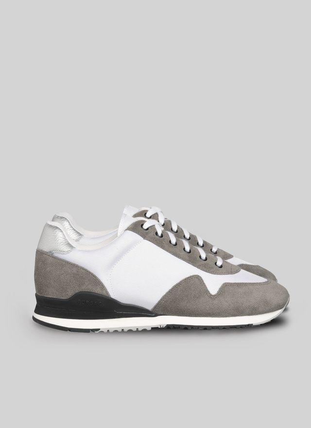 Chaussures homme blanc et gris cuir de vachette et nylon Fursac - PERLSNEAK-TL04/01