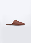 Mules en cuir marron caramel - LMULES-VL10-18