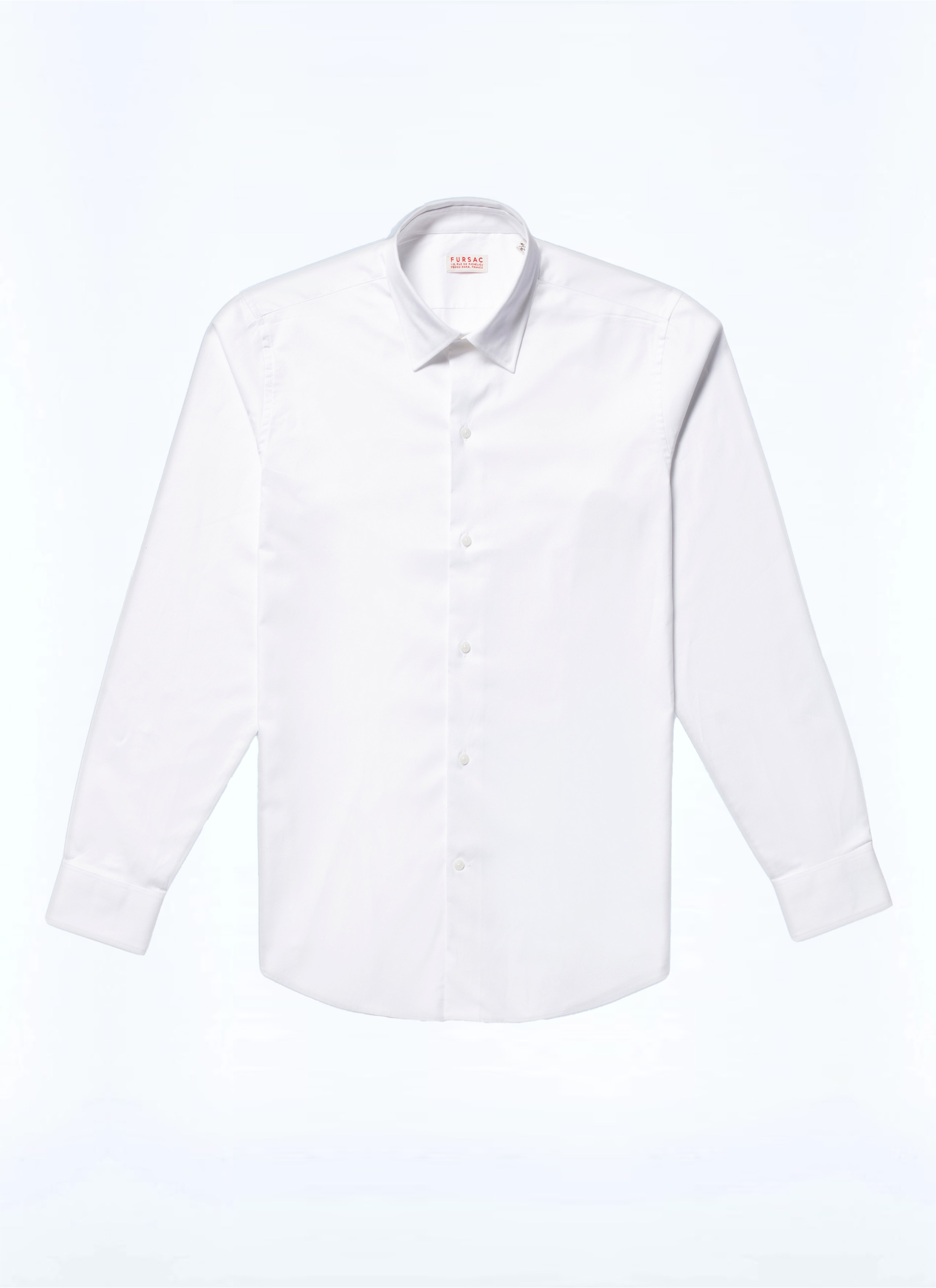 FURSAC - Chemise à col droit en popeline de coton - Homme - Taille 37 - Blanc - Collection Cérémonie - Mariage - Coupe Ajustée