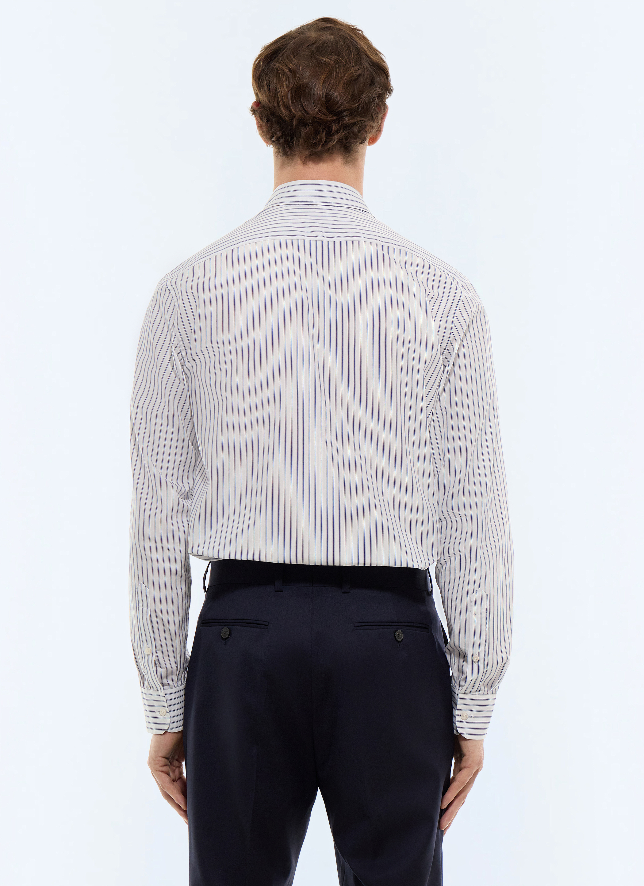 FURSAC - Chemise à rayures en popeline de coton - Homme - Taille 40 - Bleu - Coupe Droite