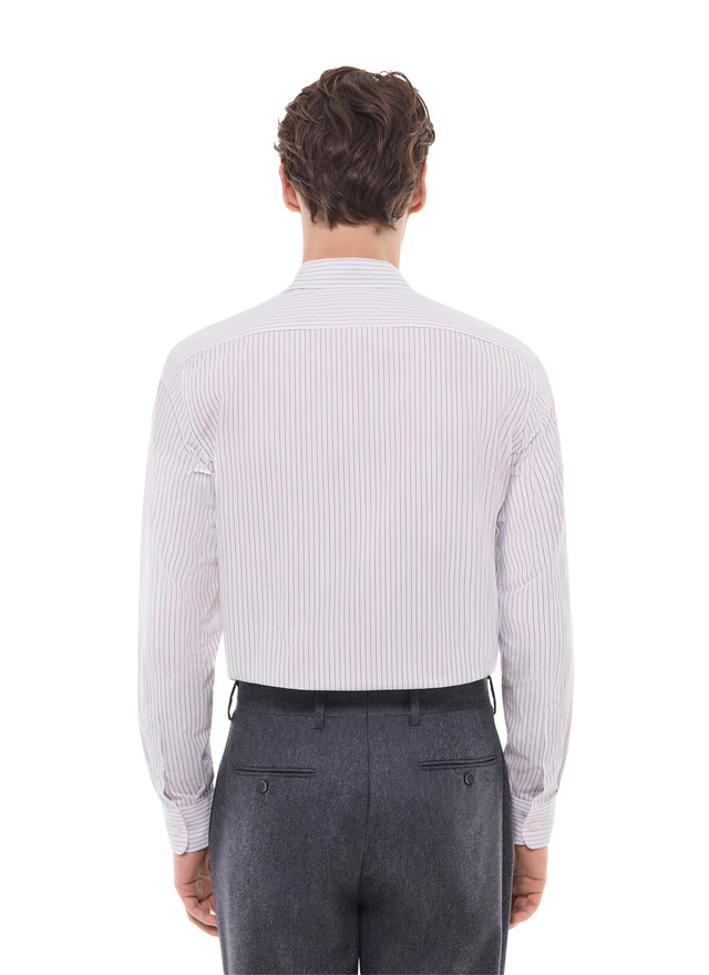 Chemise homme Fursac - Chemise à rayures en popeline de coton blanc - rayures bordeaux H3AXAN-GH13-C014