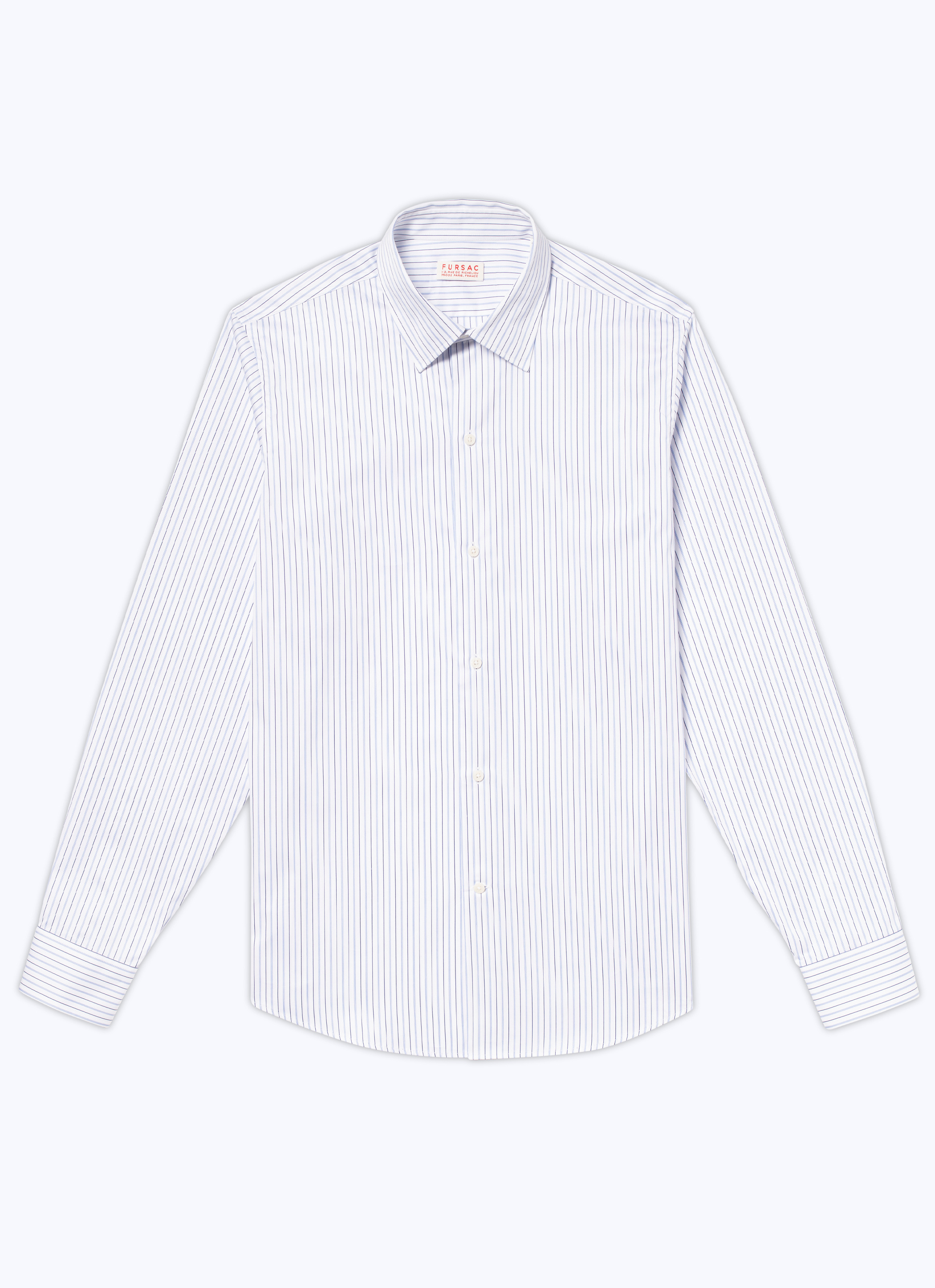 FURSAC - Chemise à col droit en coton - Homme - Taille 42 - Blanc - Coupe Ajustée
