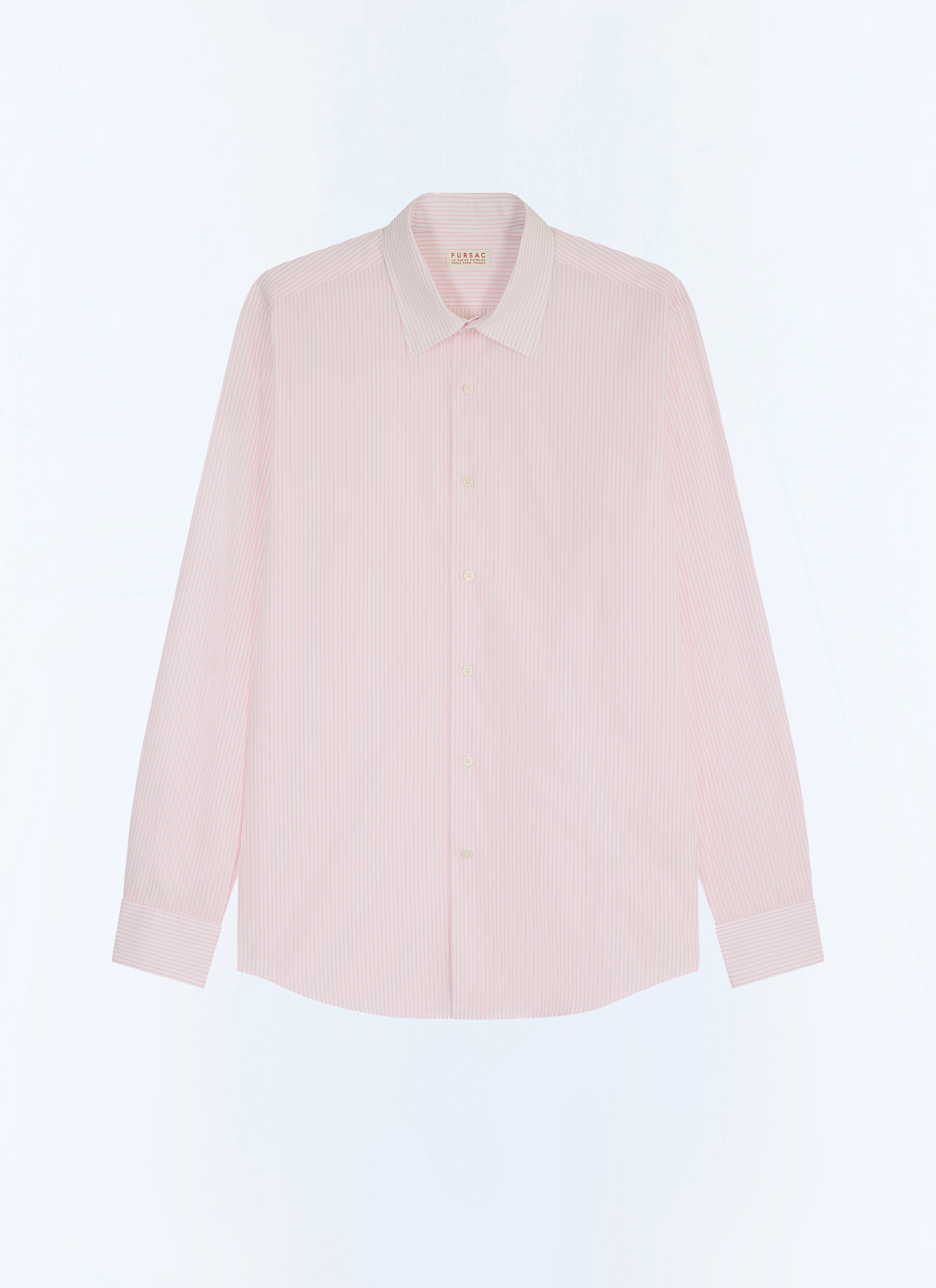 FURSAC - Chemise à rayures en popeline de coton - Homme - Taille 40 - Rose - Collection Cérémonie - Mariage - Coupe Ajustée