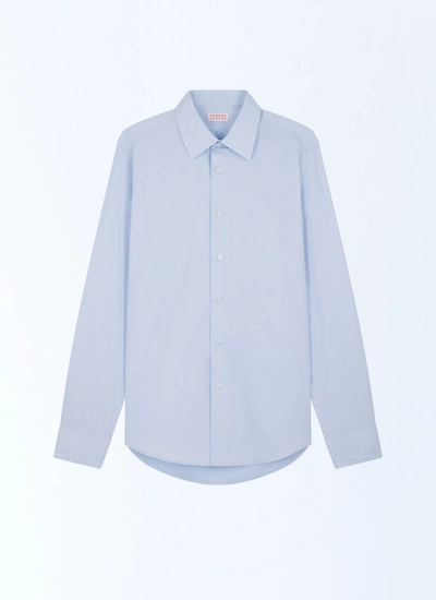 Chemise homme Fursac - Chemise en popeline de coton bleu ciel à micro-dessin H3AXAN-EH38-D039