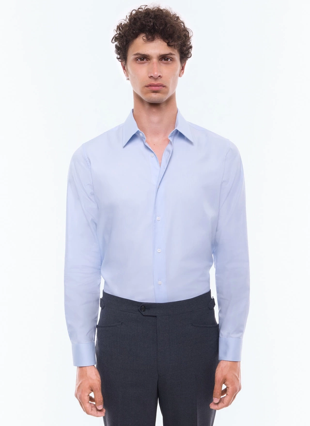 Chemise homme bleu ciel micro armuré de coton Fursac - H3AXAN-PH25-38