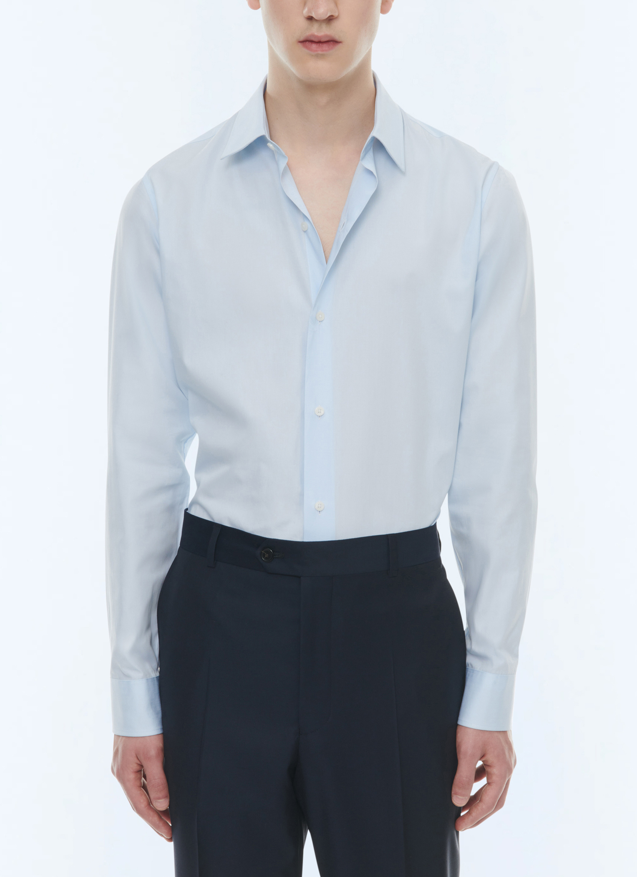 FURSAC - Chemise en popeline de coton biologique - Homme - Taille 38 - Bleu - Coupe Ajustée