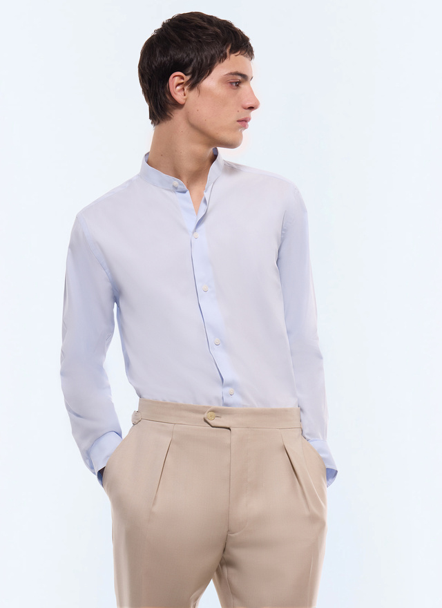 Chemise homme bleu ciel popeline de coton bio Fursac - H3TIKA-VH15-39