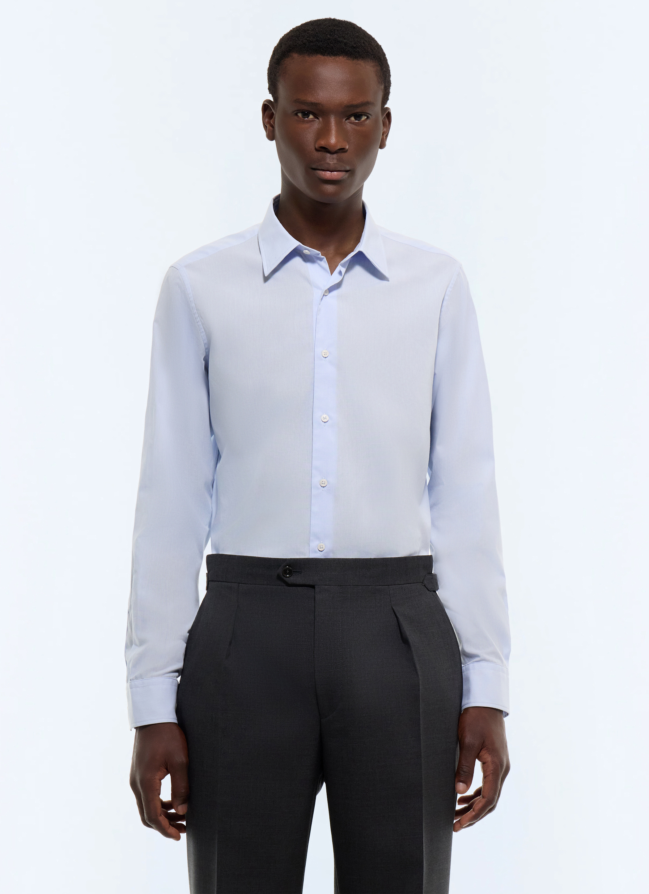 FURSAC - Chemise en popeline coton - Homme - Taille 40 - Bleu - Collection Cérémonie - Mariage - Coupe Ajustée