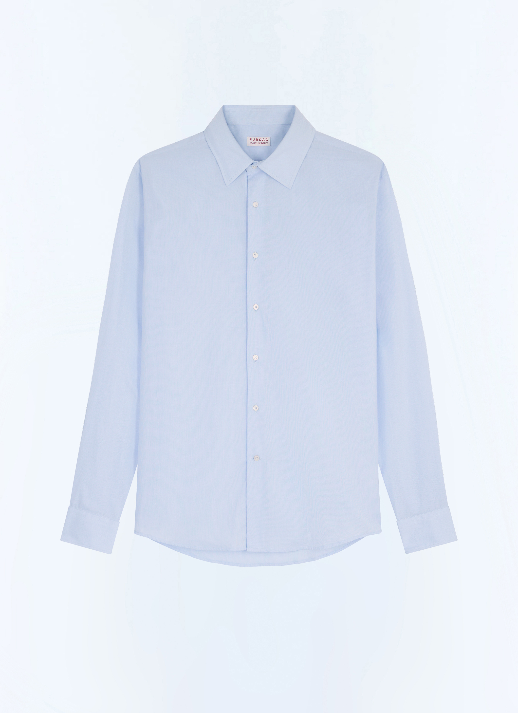 FURSAC - Chemise en popeline coton - Homme - Taille 44 - Bleu - Collection Cérémonie - Mariage - Coupe Ajustée