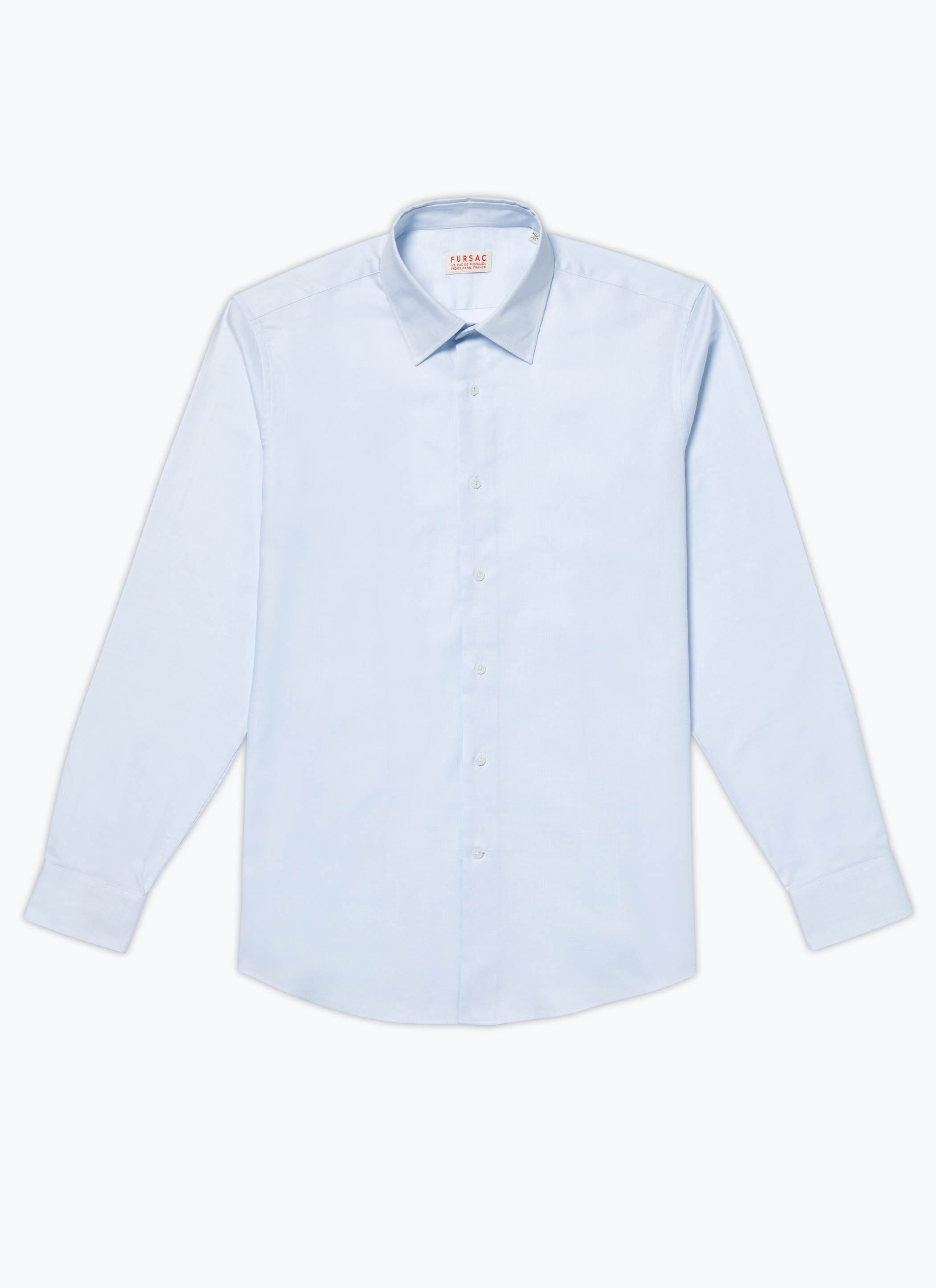 FURSAC - Chemise à col droit en coton - Homme - Taille 41 - Bleu - Coupe Ajustée