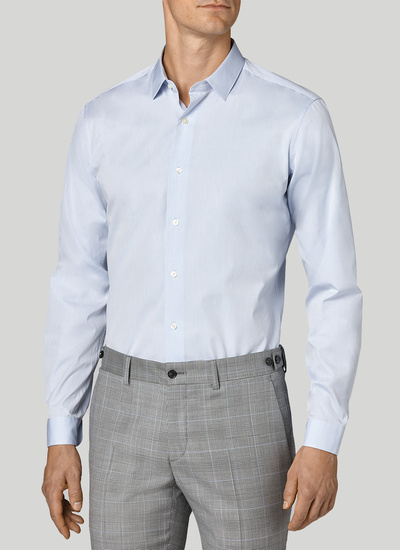 Chemise homme bleu ciel twill de coton Fursac - PEMH3NIKO-R001/39