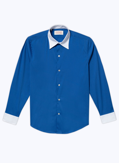 Chemise bleu homme popeline de coton mélangé Fursac - H3ADAV-VH31-34