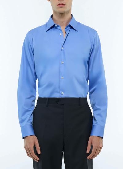 Chemise homme bleu popeline de coton Fursac - H3AXAN-DH34-D017
