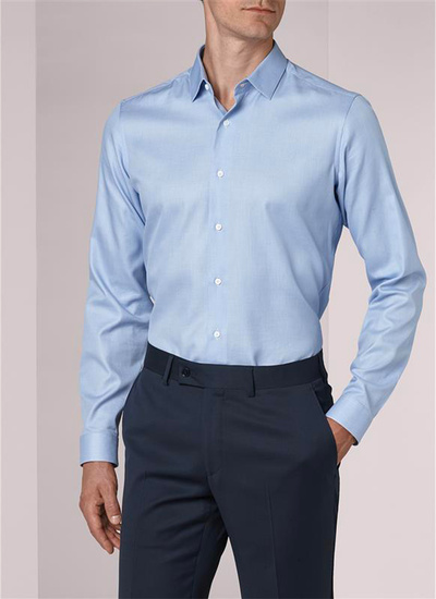 Chemise homme bleu twill de coton Fursac - PERH3CARD-R001/39