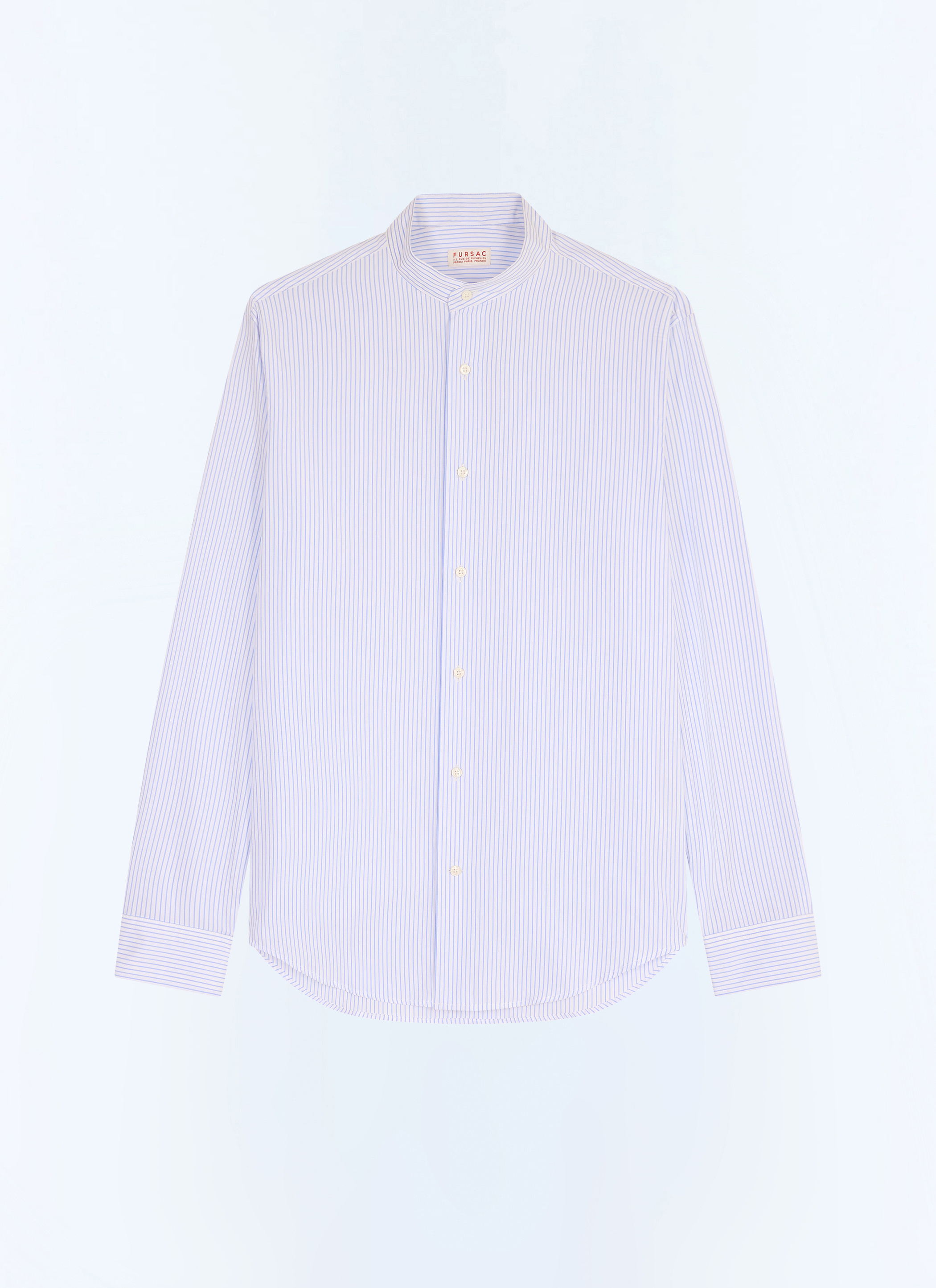 FURSAC - Chemise à rayures en popeline de coton - Homme - Taille S - Bleu - Coupe Droite