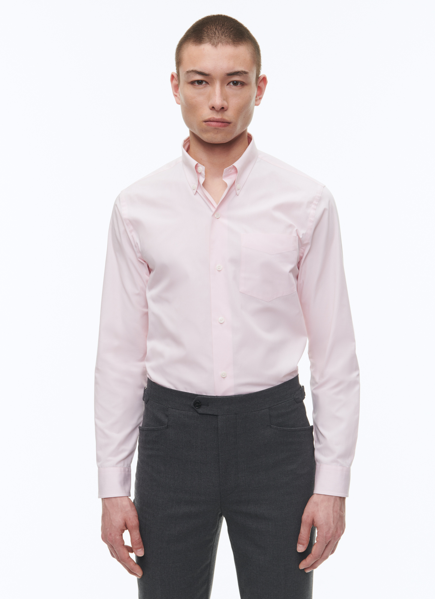 Chemise homme rose pâle popeline de coton bio Fursac - H3ABIA-AH38-70