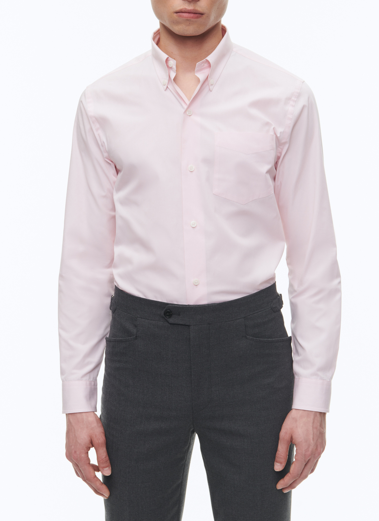 Chemise homme rose pâle popeline de coton bio Fursac - H3ABIA-AH38-70