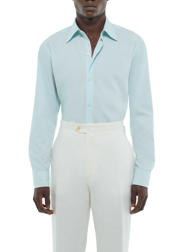 Chemise homme vert d'eau popeline de coton Fursac - H3ADAV-FH04-H004