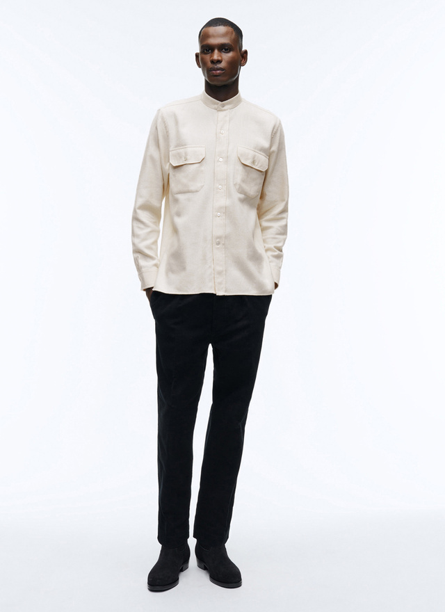 Chemise beige homme flanelle de coton Fursac - 22HH3ALIV-AH26/03