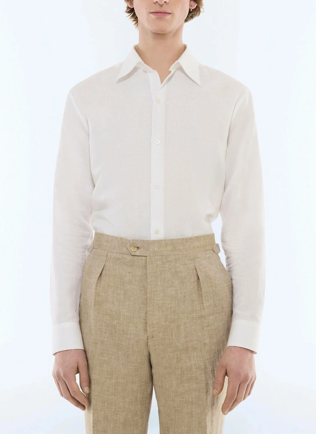 Chemise homme blanc toile de lin et coton Fursac - H3EDAV-DH50-A001