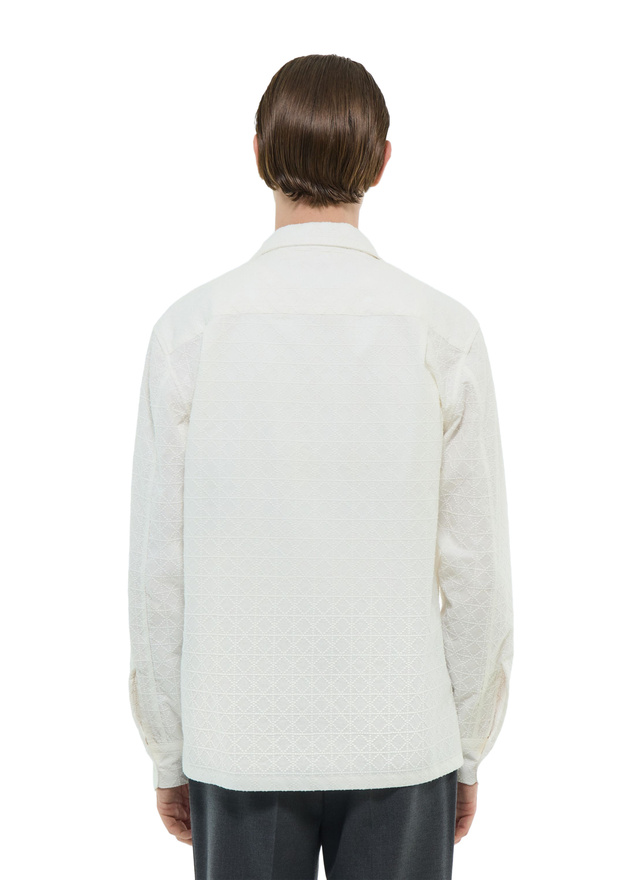 Chemise homme Fursac - Chemise à col requin en coton brodé blanc H3FURE-FH09-A001