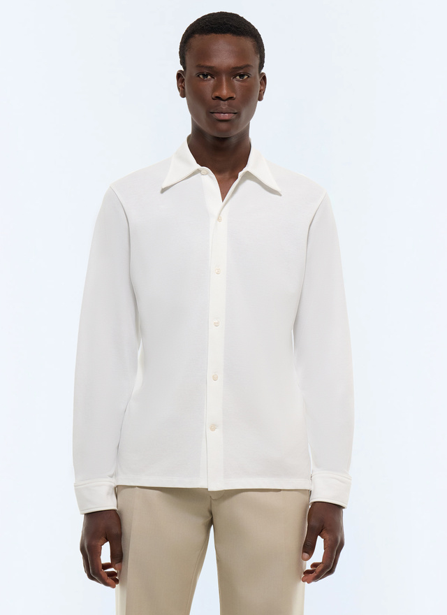 Chemise homme blanc jersey piqué de coton biologique Fursac - H3JLUM-FJ22-A001