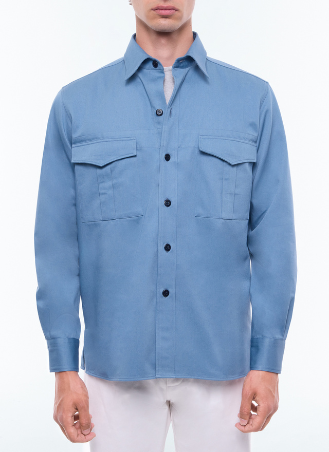 Chemise homme bleu twill de coton Fursac - H3EFAB-EH05-D028