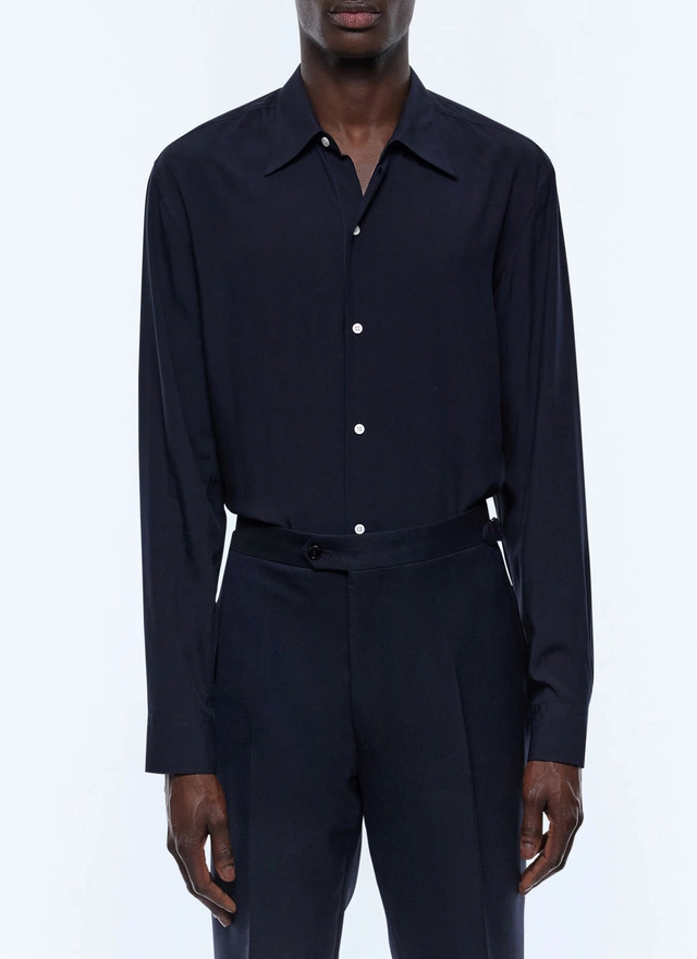 Chemise homme bleu marine viscose ecovero Fursac - H3ADOV-EH36-D030