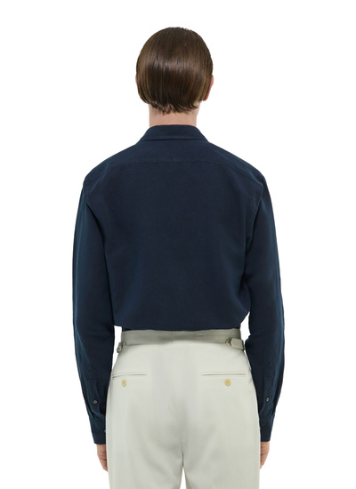 Chemise bleu marine homme toile de lin et coton certifiés Fursac - H3EDAV-DH50-D030