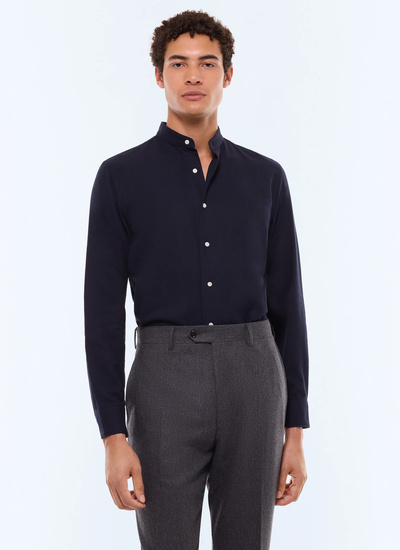 Chemise homme bleu marine flanelle de coton Fursac - H3TIKA-GH07-D030