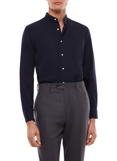 Chemise homme bleu marine flanelle de coton Fursac - H3TIKA-GH07-D030