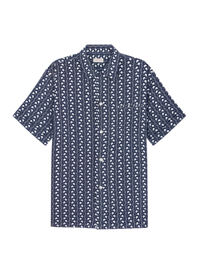 Chemise homme Fursac - Chemise hawaïenne à motif écailles bleu marine - motif écailles H3DUNY-FH25-D030