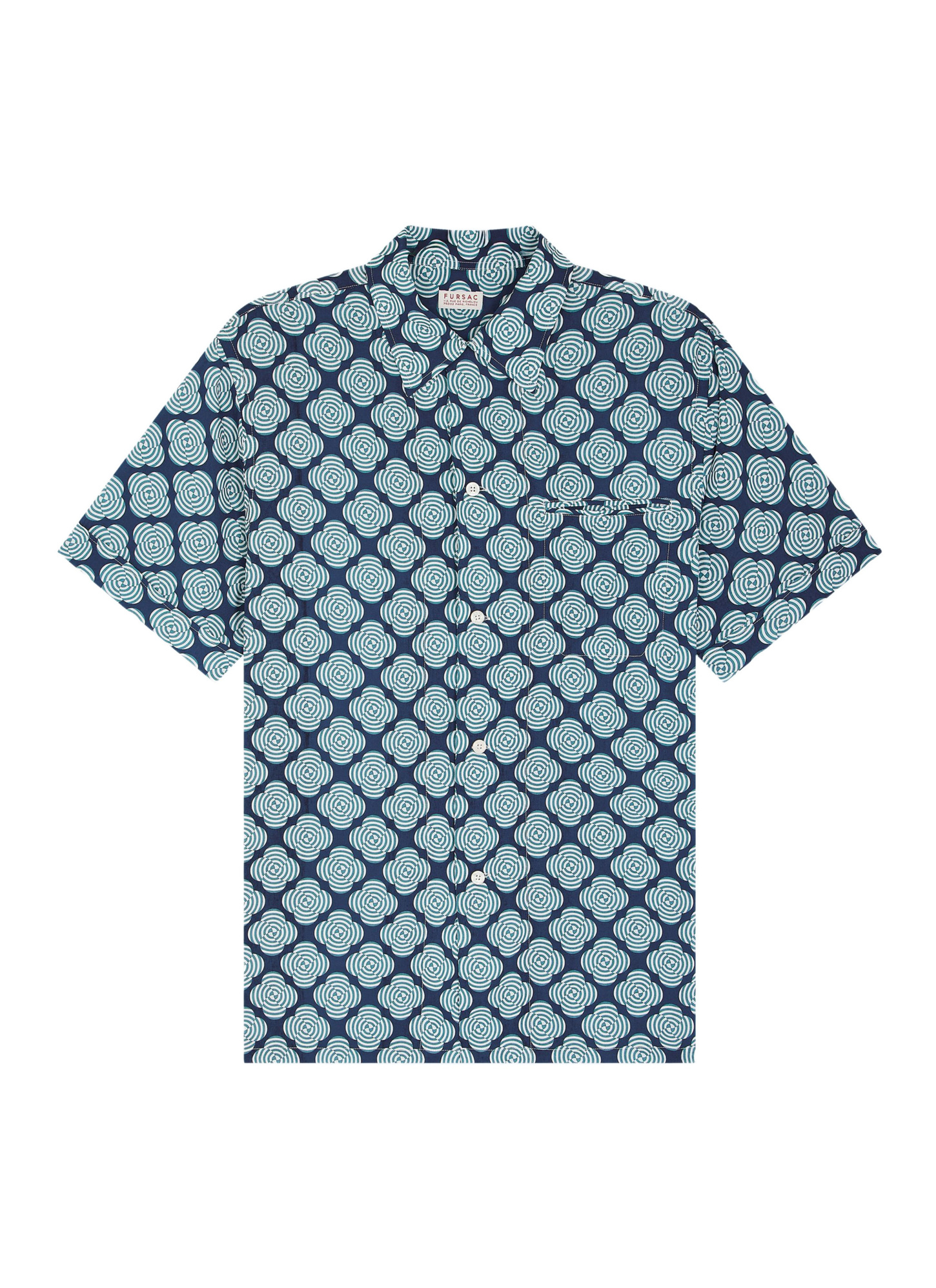 Chemise homme Fursac - Chemise hawaïenne à motif parasols bleu marine - motif fantaisie H3DUNY-FH26-D030