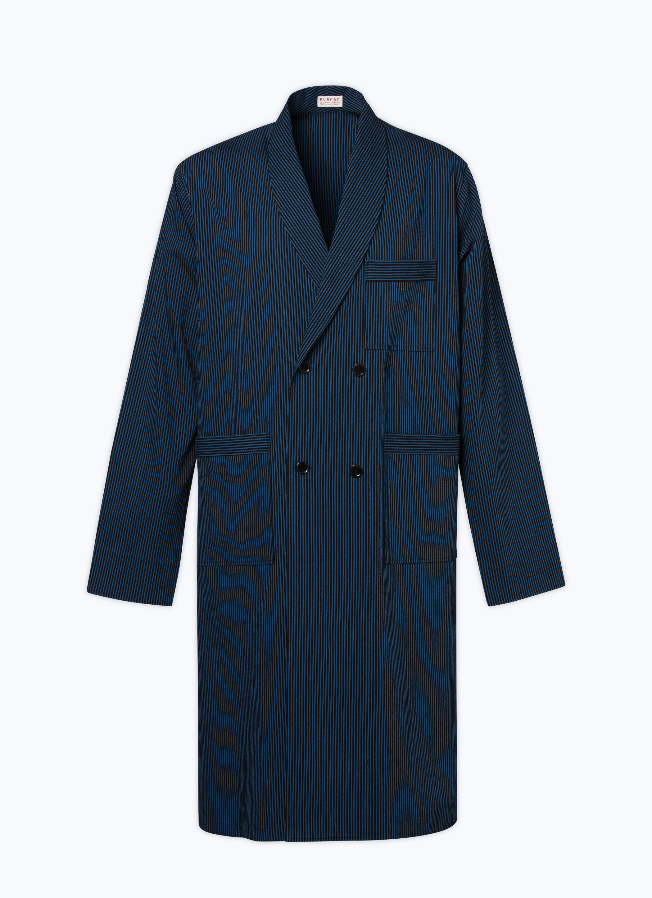 FURSAC - Chemise robe de chambre rayée en seersucker - Homme - Taille S - Bleu